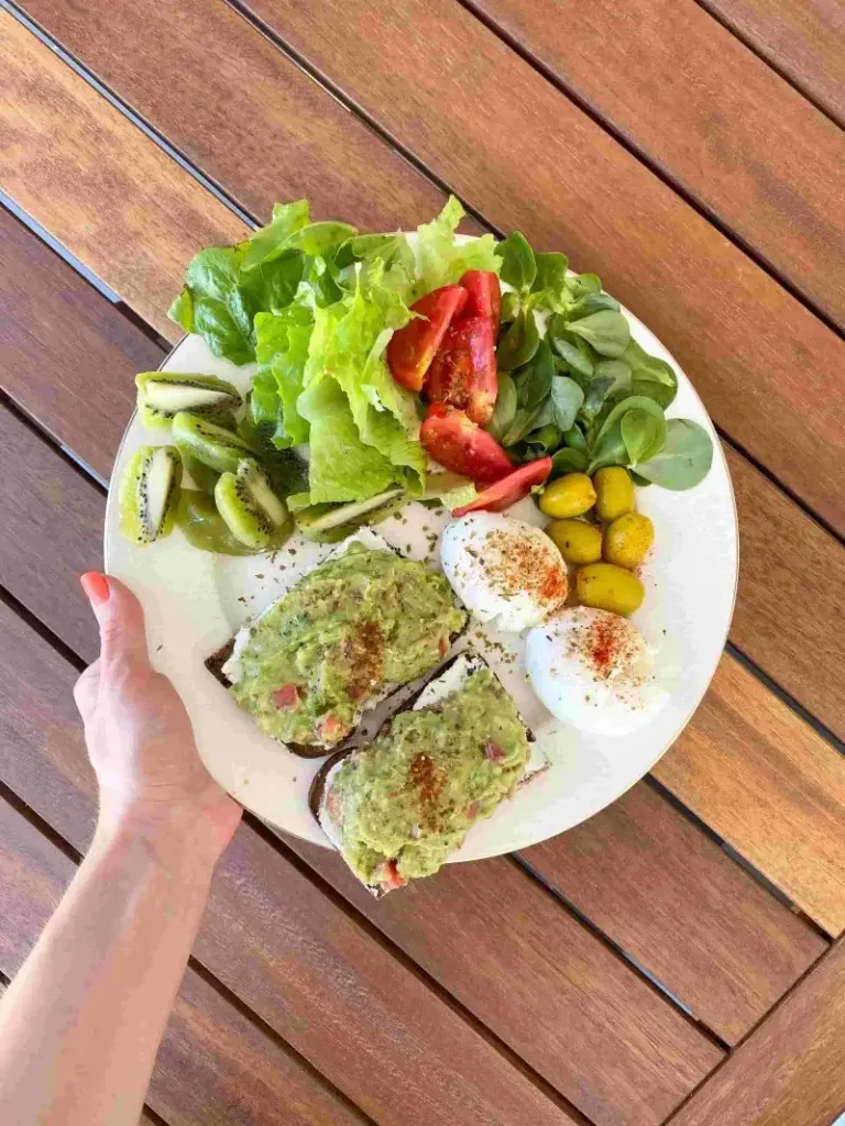 a plate of healthy food on a table