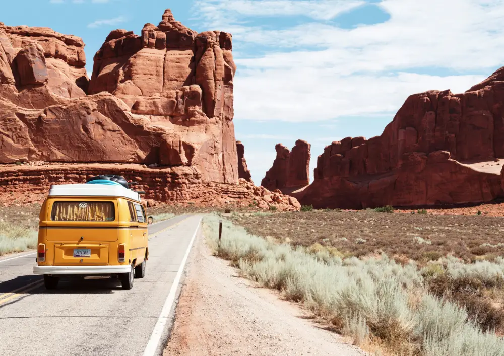 yellow camper van road trip bring healthy snack