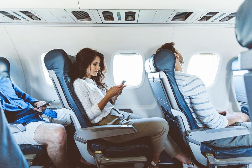 sitting on a plane